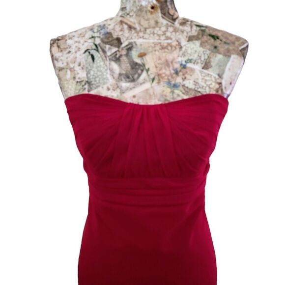 Formal Red Strapless Sweetheart Flowy Long Maxi Dress David's Bridal - Picture 4 of 10